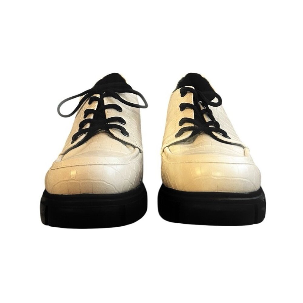 Dirty Laundry Noyz Oxford Platform Round Toe Lug Sole Chunky Heel Beige Size 8.5 - Picture 2 of 6